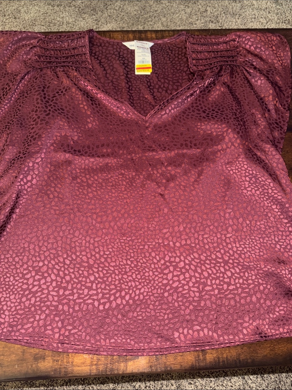 Women's V-Neck Satin Blouse in Burgundy - Unknown Brand